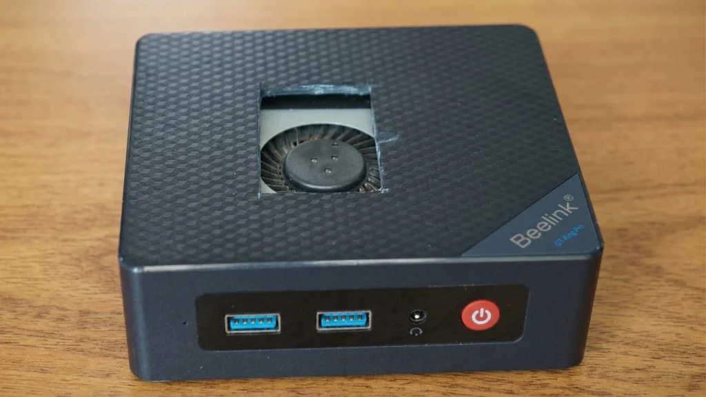 Beelink S12 Pro Mini PC with custom fan cutout.